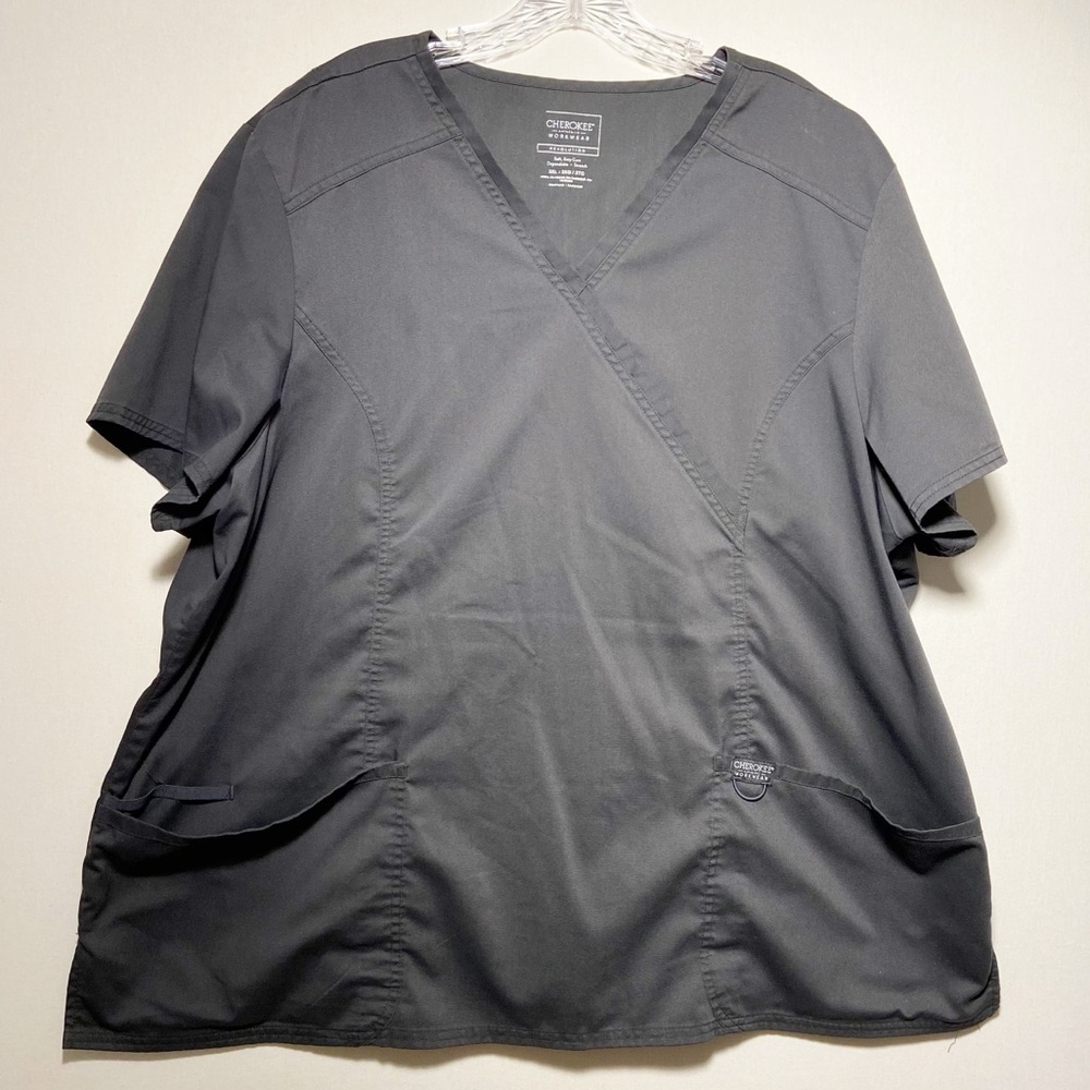 Cherokee Workwear Revolution Scrub Womens Size 3X Gray‎ Soft Easy-Care Stretch